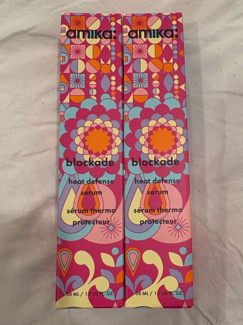 amika Blockade Heat Defense Serum - Pink, Orange & Blue Floral Box